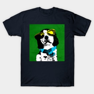 FUNNY DOG POP ART BLUE GREEN T-Shirt